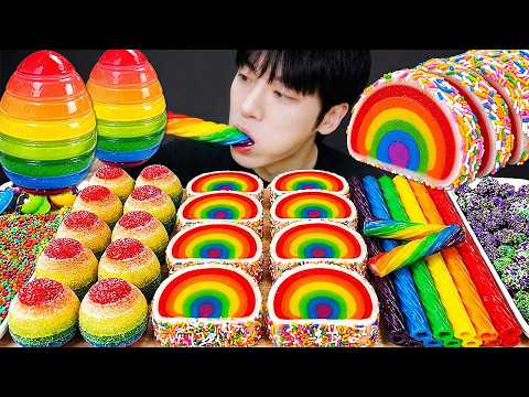 ASMR MUKBANG | 직접 만든 갤럭시 꿀젤리 레인보우 디저트 아이스크림 먹방 & 레시피 DESSERT GALAXY HONEY JELLY CANDY