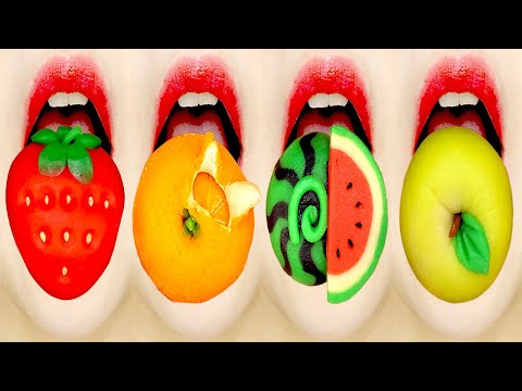 ASMR FRUITS CAKE EMOJI CHALLENGE 과일 화과자 먹방 EATING SOUNDS MUKBANG