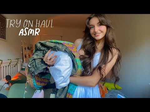 ASMR Thrifted try on haul🪴 (Fabric scratching, clothing triggers, whisper rambles)