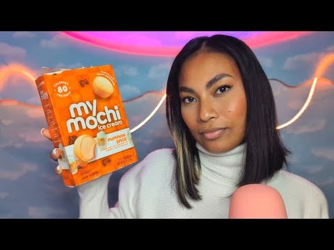 ASMR Eating My Mochi Pumpkin Spice Flavor Ice Cream , Sticky Mouth Sounds