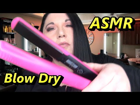 ASMR Blow Dry Roleplay ( Combing, Spray Sounds, Hair Dryer, Straighteners, Hand Movements, Whispers)