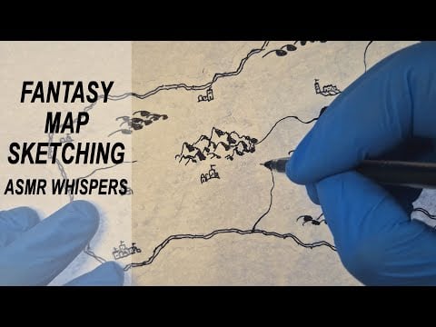Fantasy Map Drawing With Pen | ASMR Whispering and Inaudible Whispers