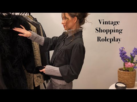 ASMR Vintage Shopping in New York Roleplay 🧥 Winter Coat and Cardigan 🧥 Soft Spoken Fabric Sounds 🧥