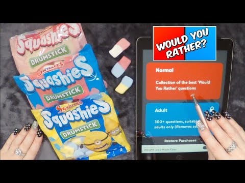ASMR Eating Squashies & Would You Rather On iPad | Whispered Game Play