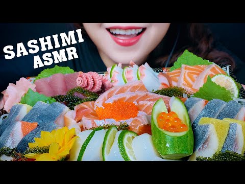 ASMR UNAGI FOOD DELI SASHIMI PLATTER(SALMON,TUNA,TOBIKO EGGS,HERRINGS PRESSED EGGS,OCTOPUS)LINH-ASMR