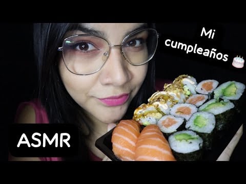 ASMR comiendo sushi 🍣 celebrando mi cumpleaños 