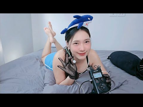 ASMR Fluffy Ear Cleaning Black Gloves From Ear To Ear ☁️🦻