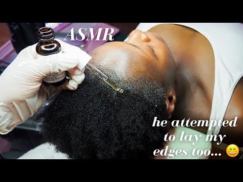 Husband Parting & Oiling My Very Curly Afro 4C Hair 💁🏾‍♀️ | ASMR