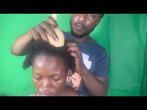 Asmr head massage and hair combing.
