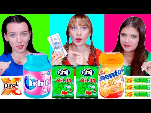 ASMR Bubble Gum Money Challenge | Eating Sounds LiLiBu