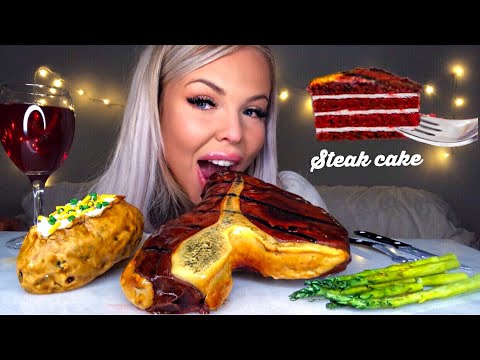 ASMR STEAK CAKE, BAKED POTATO CAKE, CANDY ASPARAGUS, EDIBLE KNIFE, REALISM CAKE PRANK, MUKBANG 먹방