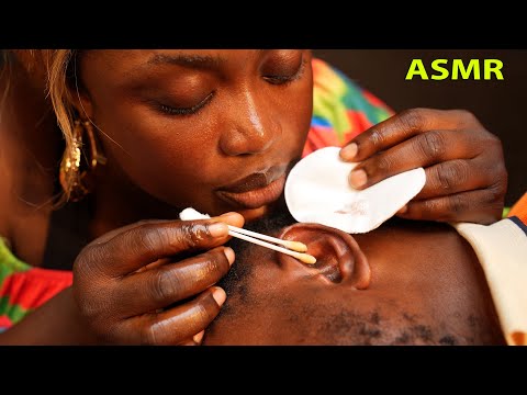Asmr ✨Deep ear cleaning, Face massage,Trimming, Ingrown hair pulling, Face beard massage with gum
