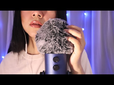 ASMR✨soft & gentle unintelligible whispers with fluffy mic✨