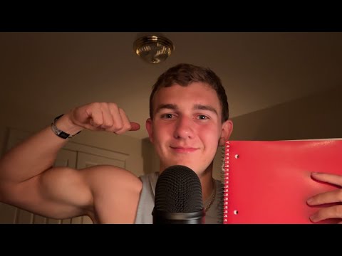 Asmr gym bro helps you study for your test (personal attention)