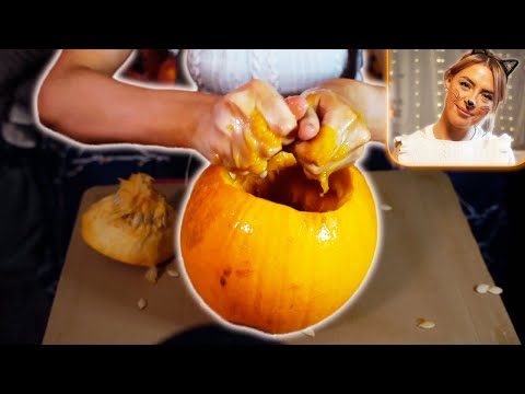 [ASMR] Pumpkin Carving Sounds | Pumpkin guts | Decorating my pumpkin sounds 🎃