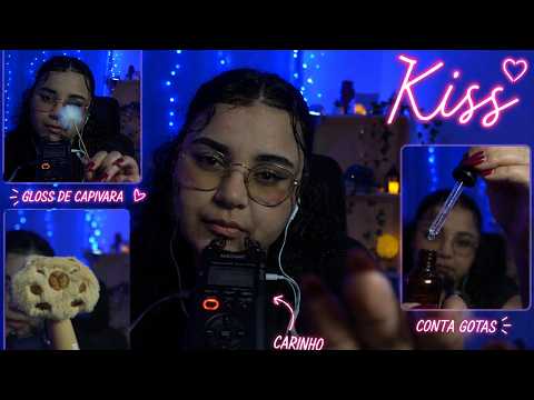 ASMR BEIJINHOS INTENSO NOS SEUS OUVIDOS l CONTA GOTAS l GLOSS DE CAPIVARA....