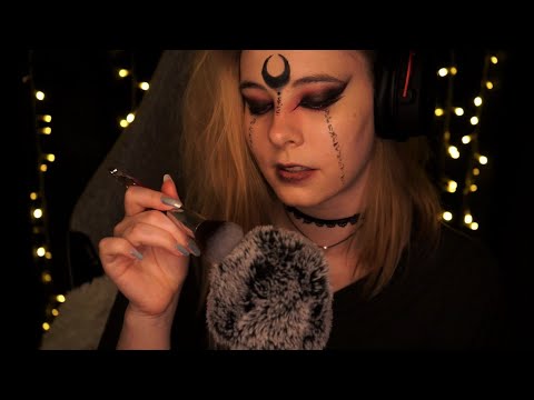 ASMR soft mic brushing & stippling - no talking with rain sounds