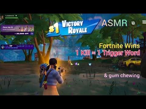 ASMR Fortnite | Wins 1 Kill = 1 Trigger Word | gum chewing + mouth sounds ♡