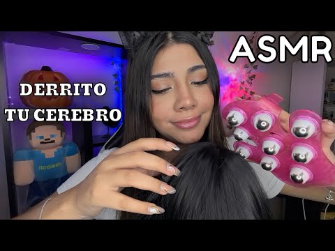 ASMR español / MASAJE CEREBRAL PARA DORMIR EN 2 minutos (Te rasco, peino, masajeo y más)