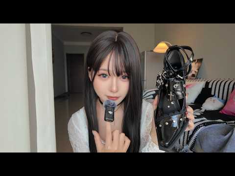 ASMR助眠｜听声辨位之黑色玛丽珍鞋｜朋克风高跟鞋触发音ASMR｜试穿走路｜轻语介绍