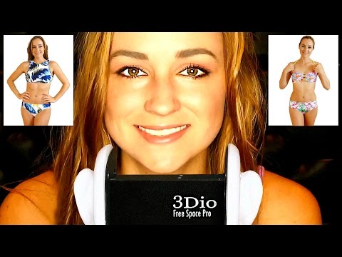 ASMR Binaural Whisper | Swimsuit Fashion Haul #15, Fabric Sounds, 3Dio