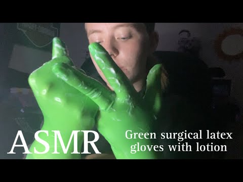 ASMR green surgical latex gloves with lotion