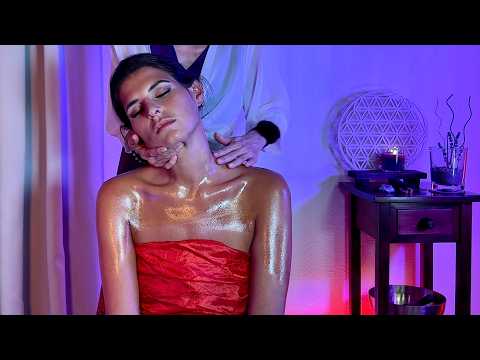 Scalp, Back & Shoulders Massage  💆🏻‍♀️ Real Person ASMR ✨Amethyst Deep Sleep ✨ Healing Music