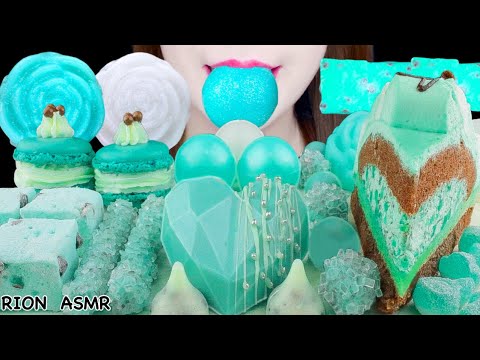 【ASMR】MINT CHOCOLATE DESSERTS🌱 MARSHMALLOW,MACAROON,CAKE,JELLY MUKBANG 먹방 EATING SOUNDS NO TALKING