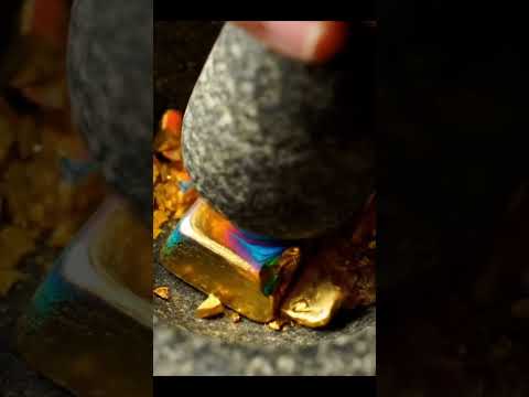 Mortar & pestle gold crush ASMR #tingles #asmrvideos