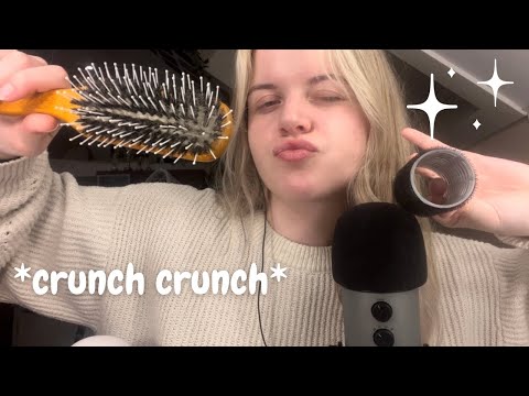 asmr | tingly crunchy sounds + mouth sounds!!