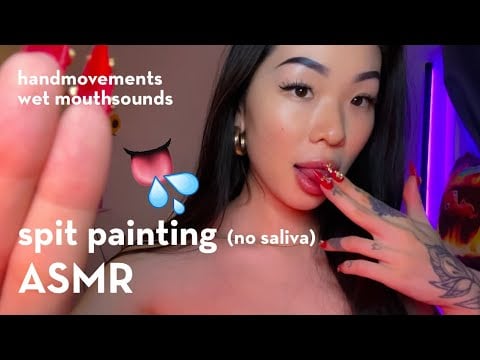 ASMR | SPIT PAINTING 💦✋but I’ll add a finger every few minutes | hand movements | wet mouth sounds