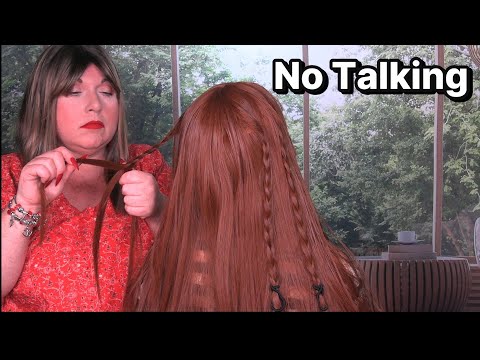 ASMR Hair Play (NO TALKING)  Long Nails, Lint Roller, Hair Brushing, Spray Sounds, Braiding