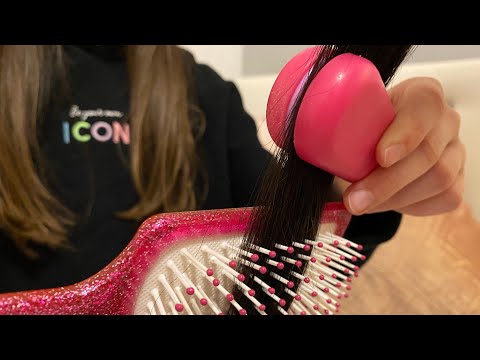 ASMR brushing, straightening + blow drying your hair | REAL HAIR