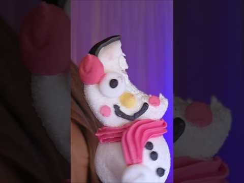 ASMR Eating Marshmallow Snowman ⛄️🍡 *12 Days of Mukbang* #asmr #mukbang #fyp