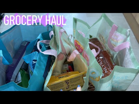 ASMR Gum Chewing & Grocery Shop Haul (Tapping + Scratching)