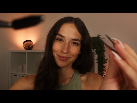 ASMR Doing Your Eyebrows (plucking & tinting)