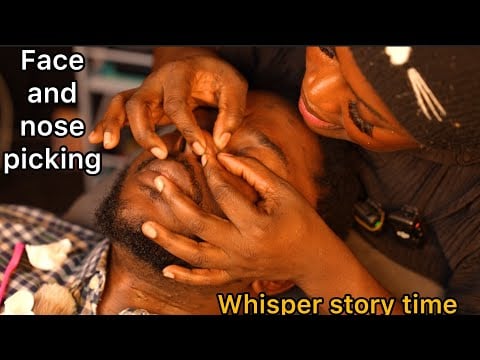 Asmr✨GUM & whisper story time | face picking, washing,ingrown beard pulling,beard nitpicking massage