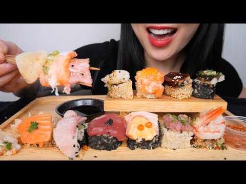 SUSHI BITES (ASMR EATING SOUNDS) LIGHT WHISPERS | SAS-ASMR