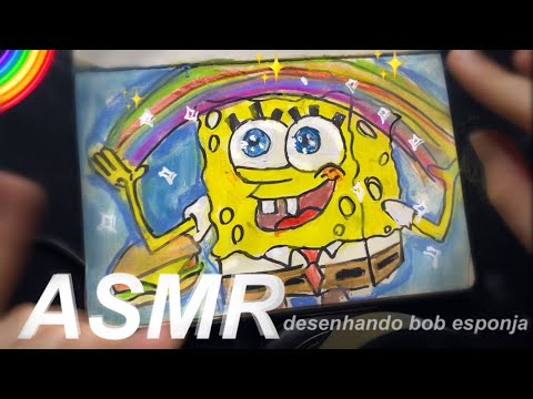 ASMR🧽desenhando Bob esponja pra um inscrito💛(─‿‿─)