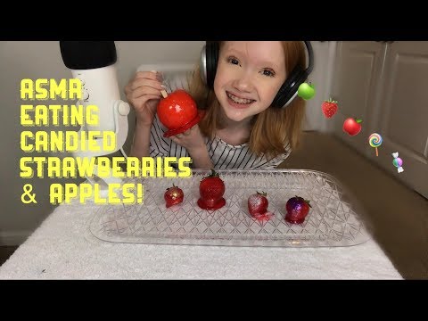 ASMR~ Eating Candied Apples & Strawberries 🍎 🍓