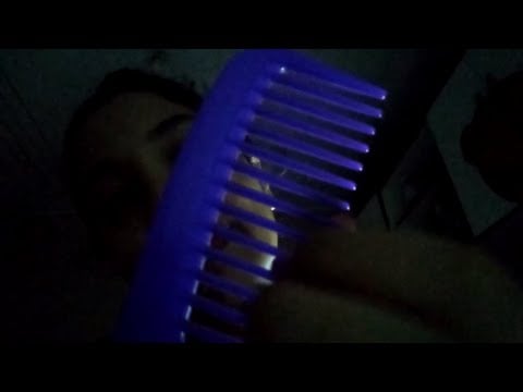 ASMR Escovação de cabelo com luz apagada e sons de chuva☔🌙