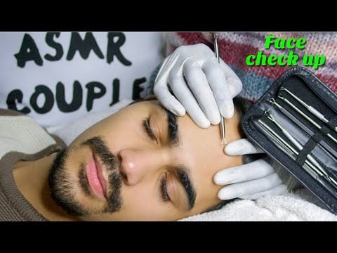 ASMR Face Check-Up Triggers for sleep {facial massage}💆🏼‍♂️