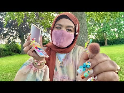 ASMR - Makeup In Nature  🌿🪾🌳☀️ (soft spoken) layered sounds  