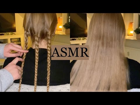 ASMR | *RELAXING* hair play with braiding, braid scratching & very slow hair brushing (no talking)