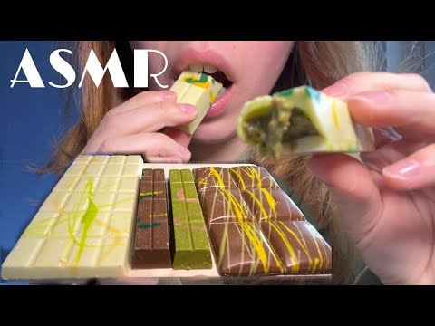 ASMR | trying different Dubai chocolates | mouth sounds 