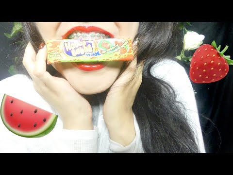 ASMR Bubble Gum Whole Pack🍉🍓 - Chewing Sounds (Tapping,some blowing bubbles)