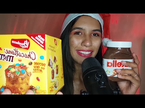 ASMR ESPECIAL DE NATAL 🎅🏼: COMENDO MINI CHOCOTONE SONS DE MASTIGAÇÃO.
