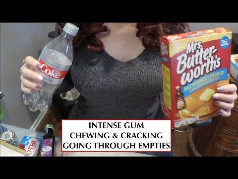 ASMR Intense Gum Chewing & Cracking. Going Through Empties #19. Whispered, Tapping