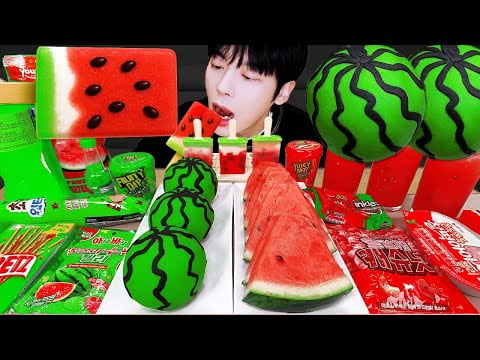 ASMR MUKBANG | 수박 디저트 아이스크림 탕후루 딸기 수박젤리 먹방 & 레시피 DESSERT ICE CREAM WATERMELON TANGHULU