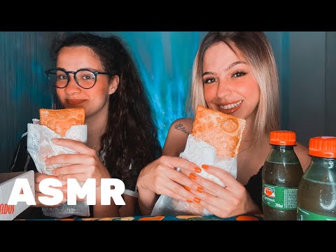 ASMR MUKBANG COMENDO PASTEL COM MINHA PRIMA